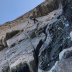 Sigi climbing one of the longest routes in the sector Temple of Love