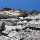 In the upper much steeper section of the wall (Photo: Bernhard)