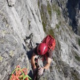 Sigi arrives at the belay (Photo: Bernhard)