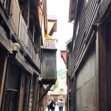 Typical narrow alley between the old houses of Bryggen