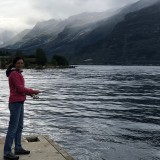 Barbara hopes for fishing luck in the fjord