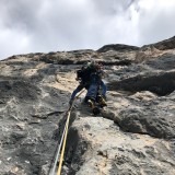 Sigi on his way to the Carlesso Slab (Photo: Caro)
