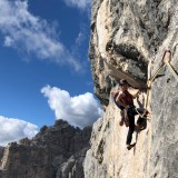 Caro leads the traverse