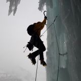 Sigi at the bottom of the ice pillar (Photo: Richard)