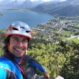 Sigi enjoys the view after a successful rope-solo ascent