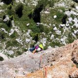 Barbara climbing the most beautiful pitch