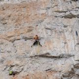 Sigi climbing the traverse