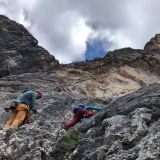 Three more climbers at the next belay