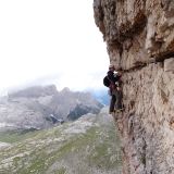 Sigi climbing the traverse