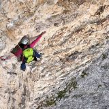 Barbara climbing the most difficult pitch