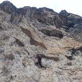 Sigi climbing the most difficult pitch (Photo: Mike)