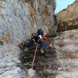 One dihedral is still very damp, but climbable