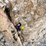 Barbara climbing one of the many dihedrals