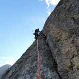 Sigi climbing one of the cracks
