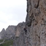 ... until she reaches the very exposed traverse