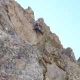 Sigi in a steeper, well climbable section