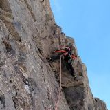 Sigi climbs the most difficult pitch...