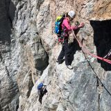 Barbara and Bernhard climbing the transverse