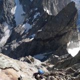 Bernhard climbing a slightly steeper section of the wall