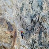 Sigi climbing the crux ...